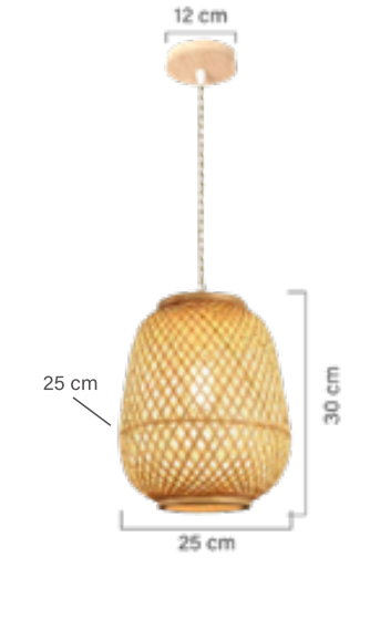 Medidas do Lúminaria Pendente Rattan de Palha Nova Guine Detalhes